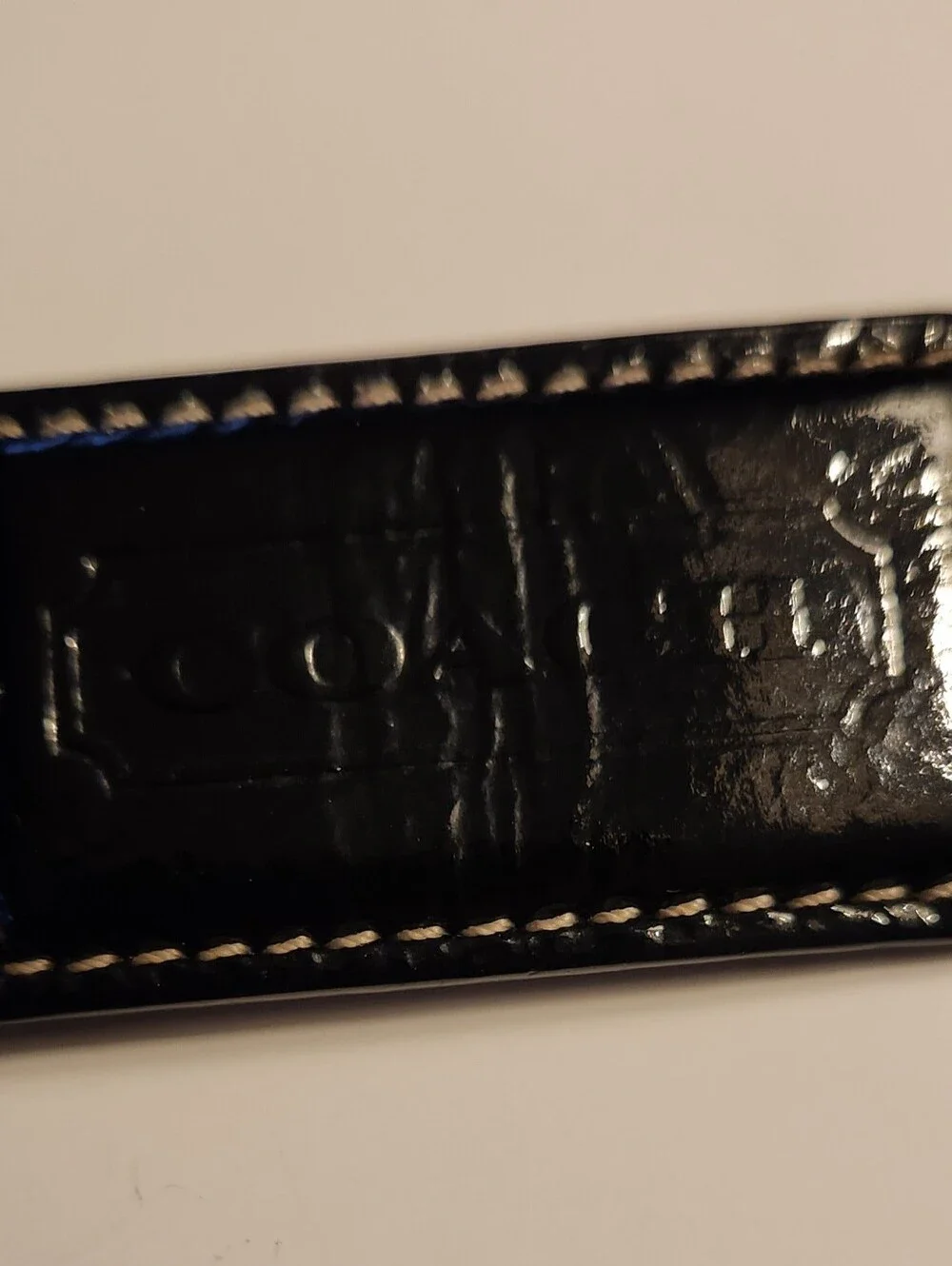 Coach Black Patent Leather Key & Round Silver Charm
